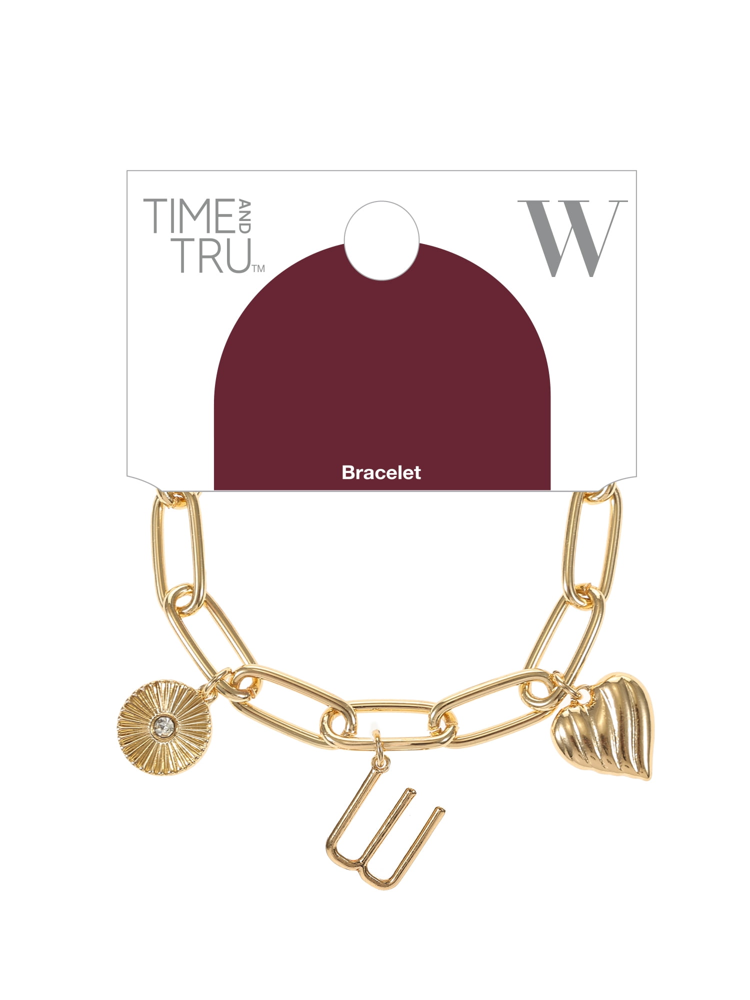 Time and Tru Goldtone Initial Charm Bracelet, Initial W