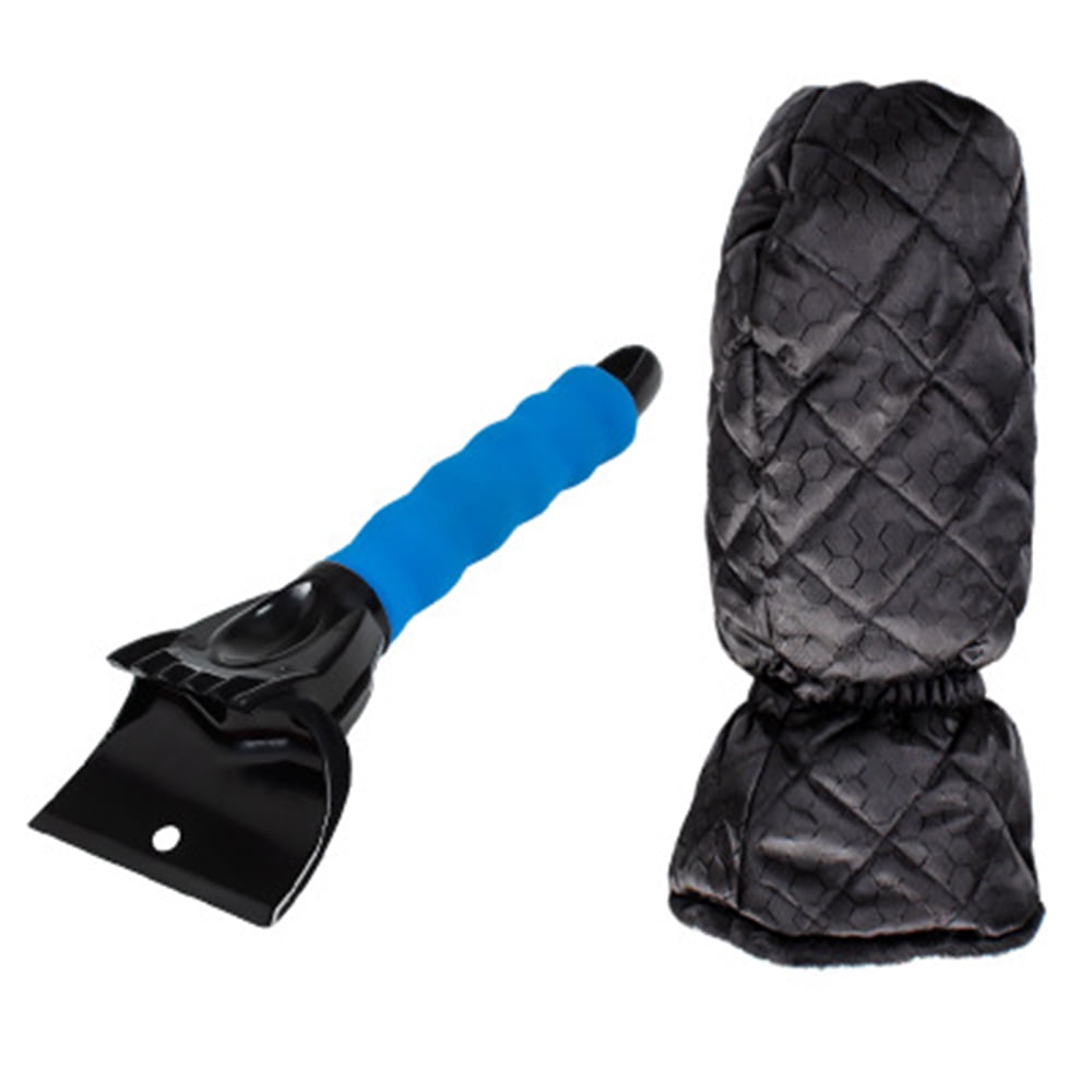 Eyefed Ice Scraper with Mitt Windscreen Scraper Windshield Snow Scrapers with Waterproof Snow Remover Glove Lined of Thick Fleece Blue 