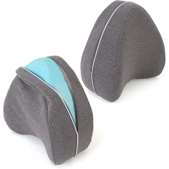 Upgrade Invisible Zippered Pillow Cover Compatible with Contour Legacy Knee Pillow,Anti-Pilling and Washable Legacy Leg and Knee Foam Support Pillow Cover Only,2PCS (Grey)-Grey-Standard-