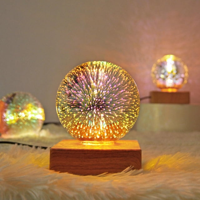 Luz decorativa de la noche de la lámpara de mesa LED Perfecl cielo estrellado 3D madera USB