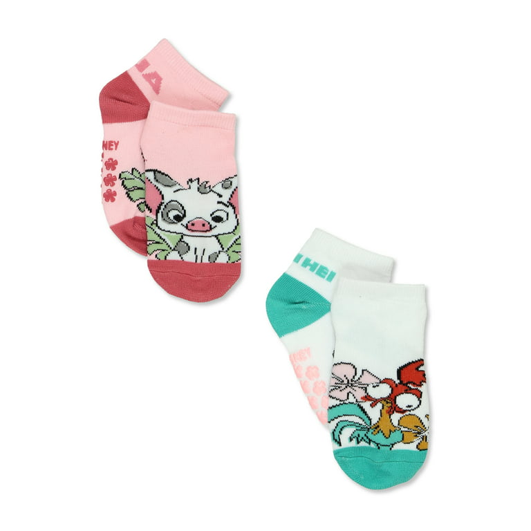 Disney Princess Moana Toddler Girls 6 Pack Quarter Style Socks with  Grippers DP658