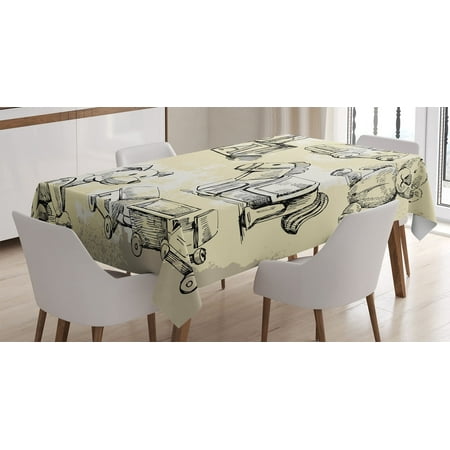 

Ambesonne Cartoon Tablecloth Rectangular Table Cover Hand Drawn Teddy Bear 60 x90 Beige Black