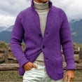 thumbnail image 2 of CharmCyan Men Knitted Cardigan Shawl Collar Button Down Long Sleeve Chunky Sweater Casual Warm Outerwear with Pockets Purple 2XL, 2 of 2