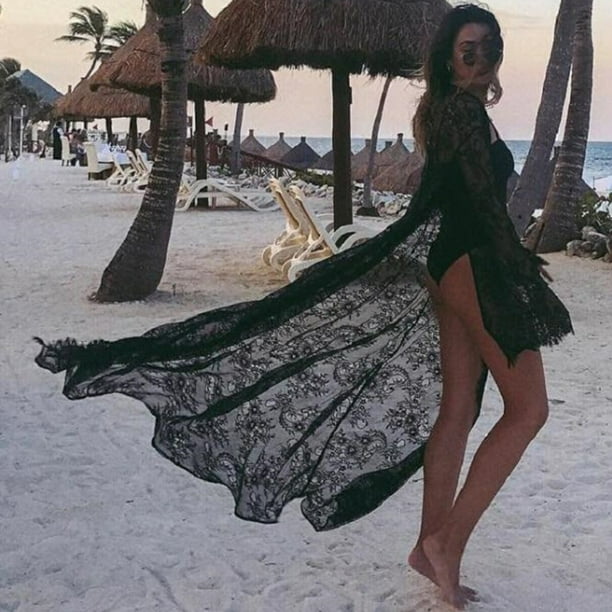 Womens Flowy lace cover up Beach Blouse Bikini Cover ups