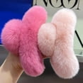 thumbnail image 2 of Hair Claw Furry Soft Solid Color Korean Style Fluffy Headdress Rabbit Fur Elastic Lady Hairpin Gift, 2 of 8