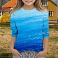 thumbnail image 2 of Girls T Shirts Crewneck 3/4 Sleeve Tops 3D Oil Painting Printed Shirt Spring Summer Clothes School 𝐘2k Cute Birthday Outfits[, 2 of 4