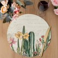 thumbnail image 3 of Vintage Green Cactus Round 15 Inch Placemats Set of 8, Spring Floral Watercolor Botanical HeatResistant Non Slip Place Mats for Dining Table, Wipeable Braided Kitchen Table Mats for Housewarming, 3 of 9
