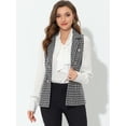 thumbnail image 2 of Chaqueta sin mangas con solapa de tweed a cuadros para mujer con bolsillos Negro S, 2 of 5