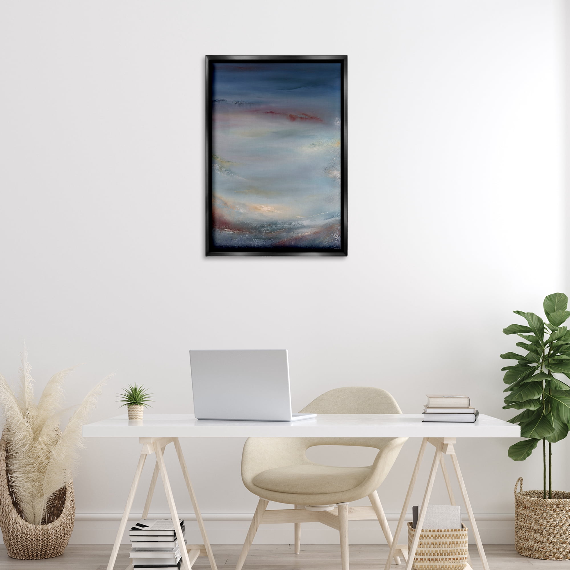 Stupell Industries Coral Underwater Impression Abstract Painting Black Floater Framed Canvas Art Print Wall Art, 21 x 31