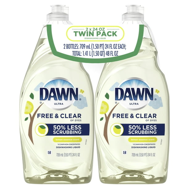Dawn Free & Clear Dishwashing Liquid Dish Soap, Lemon Essence, 24 fl oz