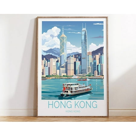 Kna Prints - Hong Kong Travel Poster Hong Kong Poster, Hong Kong Travel Wall Art, Hong Kong Travel Gift, Birthday Gift, Hong Kong Print, UNFRAMED-8x12