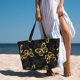 thumbnail image 6 of Daiia Golden Glitter Butterflies Beach Travel Bag - Water-Resistant Beach Bag, Lightweight Tote with 7 Pockets for Women and Men - Gym,Pool,Camping,Reusable Grocery Bag, 6 of 7