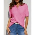 thumbnail image 6 of Sherrylily Women Cable Short Sleeve Sweaters Tops V Neck Knit Casual Pullover Shirt, 6 of 6