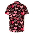 thumbnail image 4 of Valentine's Day Mens Shirt, Heart Print Shirt Men, Men's Valentine's Day Printed Shirts Casual Short Sleeved Lapel Shirt Tops, 4 of 5