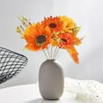 thumbnail image 4 of Artificial Fall Flowers for Decoration Fall Decor Flowers Bouquet Orange Fake Sunflower with Maple Leaves Autumn Floral Arrangements for Home Table Centerpieces Thanksgiving Decor, 4 of 5