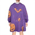 thumbnail image 2 of Wearable Oversized Blanket,Purple Halloween Pumpkins Bats and Spiders Wearable Blanket Hoodie for Adults,Cozy Hooded Blankets with Super Pockets,Super Warm Fuzzy Pullover for Women & Men, 2 of 6