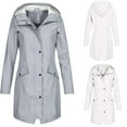thumbnail image 4 of Qeaghou Flash Deals Womens Rain Jacket Waterproof Outdoor Rain Coats Lightweight Active Raincoat Windbreaker Long Hooded Trench Coat, 4 of 5