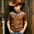 thumbnail image 2 of Wxolcjlv Boys Western Cowboy Short Sleeve Shirt Casual Graphic Buttons Down Shirt, Szies 4-13, 2 of 4