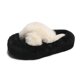 thumbnail image 1 of Pantuflas de felpa cruzadas con fondo grueso para otoño e invierno, para mujer, para uso exterior, de suela plana con colores a juego, cálidas pantuflas de algodón de felpa para el hogar, 1 of 6