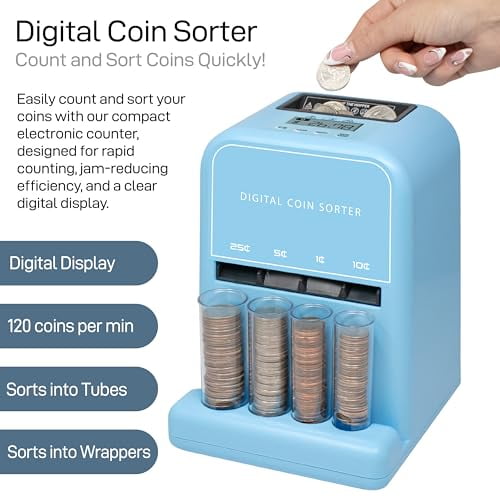 その他 ELECTRINIC COIN SORTER Royal Sovereign Electric Coin Counter, 4 Row, Anti-Jam, 800