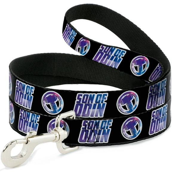 Marvel Comics Pet Leash, Dog Leash, Thor Son of Odin with Hamner Icon Black White Blues, 4 Feet Long 0.5 Inch Wide