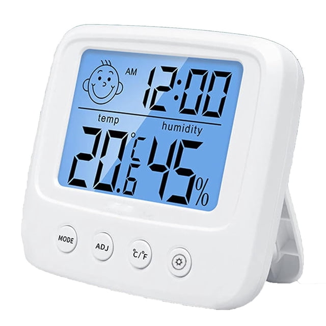 Indoor Thermometer,Digital Hygrometer,Room Thermometer With Air Comfort Icon, High-Precision Temperature And Humidity Monitor With Backlight Are Applicable To Families Offices Baby Rooms White