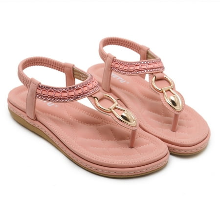 

Women s Metal Decor Flat Sandals Comfortable Open Toe Slip On Shoes Women s Summer Shoes