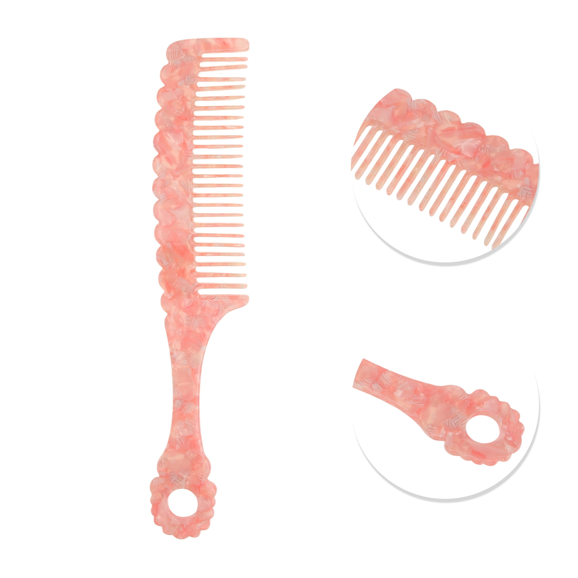 Unique Bargains 1 Pc Fashion Handle Wavy Hair Comb for All Hair Types Styles Pink