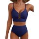 thumbnail image 1 of Bikini Herseas acanalado con aro en U y cuello en V, tiro alto, azul marino, talla L, 1 of 6