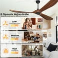 thumbnail image 4 of BOFANG 72 inch Solid Wood Ceiling Fan No Light, Indoor Outdoor Matte Black+Natural, 4 of 6