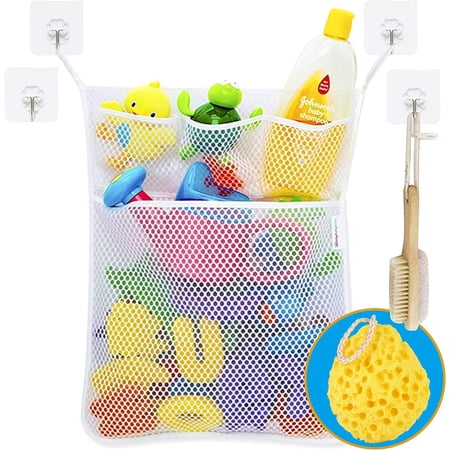 Kids Bath Toy Holder for Bathtub, Bath Toy Storage for Tub, Mesh Bath Toy Organizer Hammock, Bathtub Toy Holder Bag, Bathroom Net Shower Caddy Hanging Toys Holder