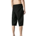 thumbnail image 7 of Yaoyar Men's Casual Cotton Hemp Wide Leg Pants Loose Lightweight Capri Slacks Elastic Waist, 7 of 7