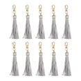 thumbnail image 1 of 10 piezas de borlas de cuero PU, encanto de borla de llavero de 6" con gancho giratorio para hacer joyas (Plata), 1 of 6