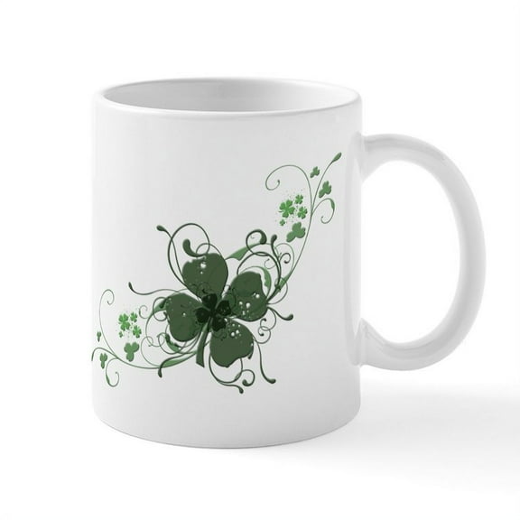 CafePress - Elegant Shamrock Mug - 11 oz Ceramic Mug - Novelty Coffee Tea Cup