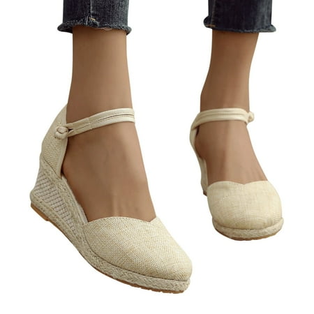 eczipvz Womens Shoes Womens Wedges Dressy Casual Wedge Sandals for Women Platform Sandals Open Toe Wedge Heels Casual Summer Sandals Beige