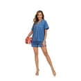 thumbnail image 6 of ANLIQI Womens 100% Cotton Pajamas Short Set Soft Short Sleeve Sleepwear Button Down Summer Pjs Set with Pockets(Azure, Small), 6 of 7
