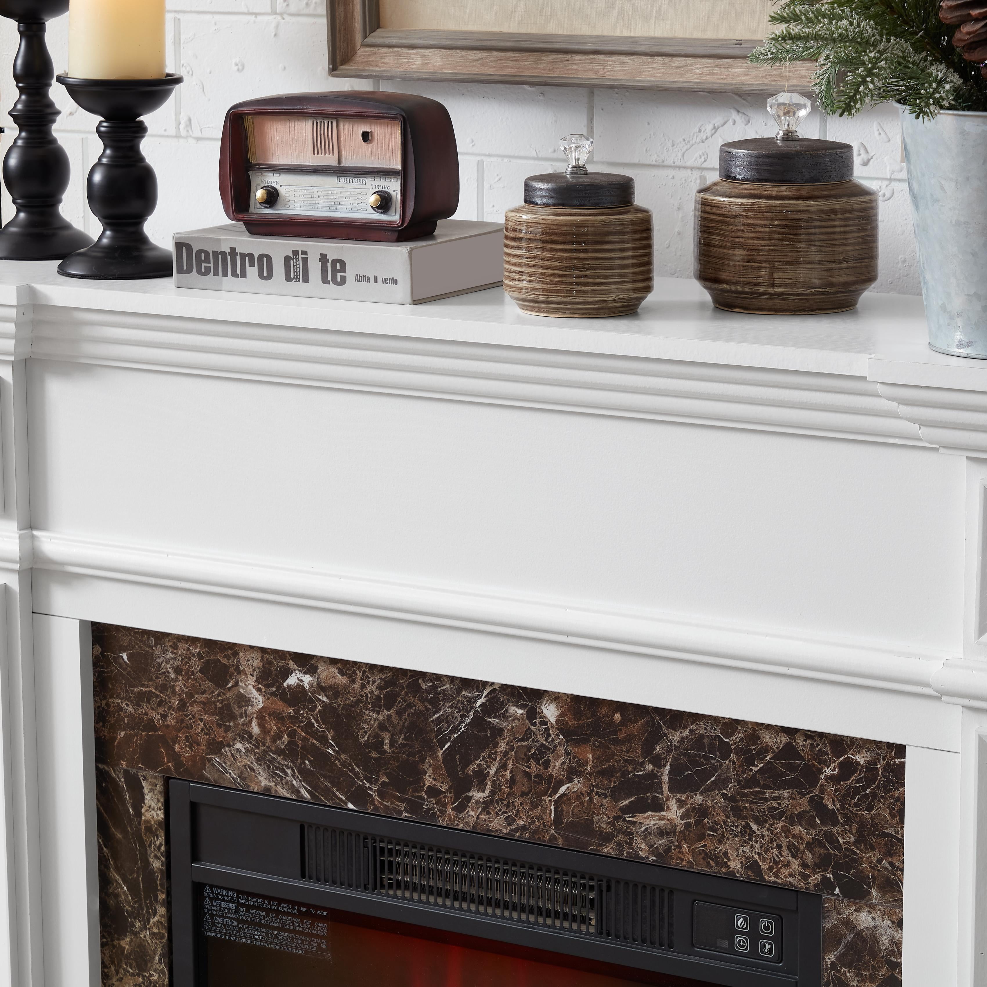 41''W Electric Fireplace with Mantel, Legahome 23'' Freestanding Fireplace Heater with Remote Control, Adjustable Flame, Fireplace TV Stand for 42 inch TV, Living Room Bedroom, 1400W, White