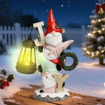 Outdoor Christmas Gnome Statue Decoration,Funny Solar Gnome Joy Figurine with Lantern,Resin Glowing Gnomes Statue Figures for Home Garden Housewarming Decoration