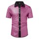 thumbnail image 1 of Manga Larga de Verano Tops Botón Glitter Flip Collar Manga Corta Superior de Poliéster, Camisa de Moda de Ocio de Club Nocturno para Hombres Fiesta Y Club, 1 of 3