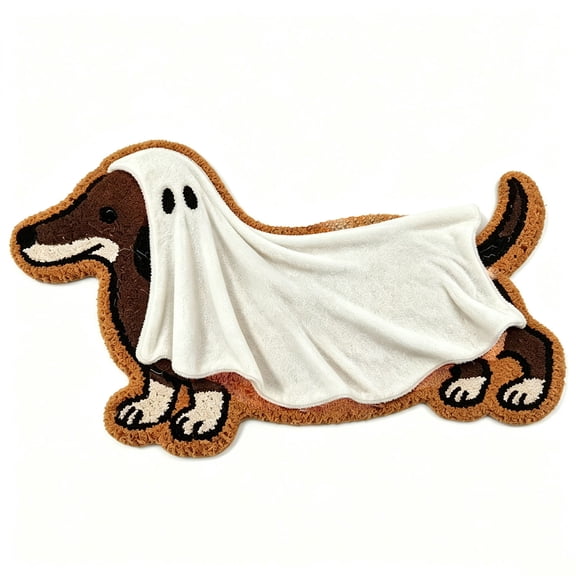 Halloween Doormat Outdoor Dachshund Ghost Doormat Cute Outdoor Indoor Entrance Door Mat Non Slip Front Door Mat for Halloween Porch Entryway Decor