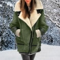 thumbnail image 4 of Women Plus Size Winter Coat Lapel Collar Long Sleeve Padded Leather Jacket Vintage Thicken Coat Sheepskin Jacket Zip up Wool Coat Women Woman Clothes Womens Winter Jacket Hood Coat Trench Womens, 4 of 6