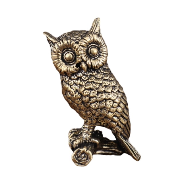 Estatuilla de búho de latón, estatua de búho, decoración de mesa, estatua de latón, estatua de oficina, decoración del hogar para escaparate de coche