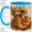 Blue, variant on Cowboy Boot Fall Floral Accent Mug, 11oz Ceramic Coffee Cup Ceramic mug featuring cowboy boot with sunflowers, daisies, pumpkins, and autumn leaves