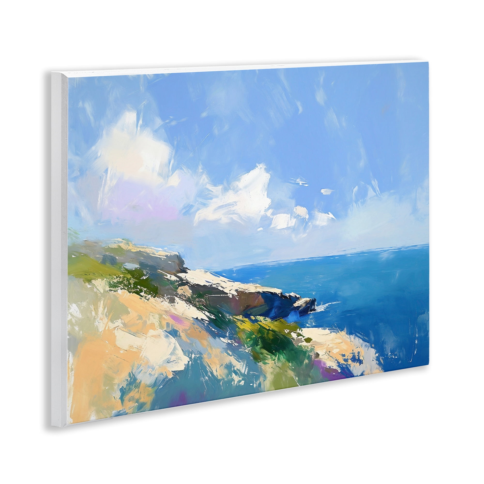 Stupell Industries Rugged Coastline Landscape Coastal Painting Unframed Art Print Wall Art, 14 x 11