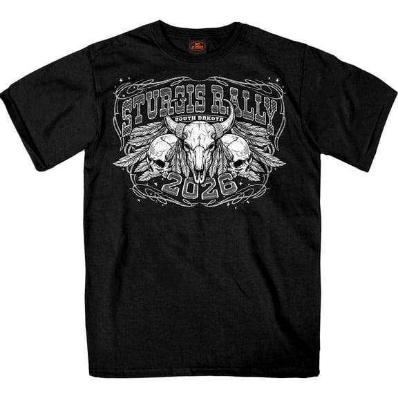 2026 Sturgis Motorcycle Rally Bison Skull Men's Black T-Shirt - SPB1211 X-Large