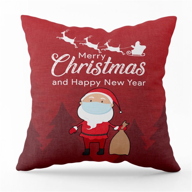 Funda de almohada de Navidad Máscara de Papá Noel Árbol de Navidad Copo de nieve Piel de melocotón Impreso Sofá Funda de almohada Wmkox8yii HFSH4110