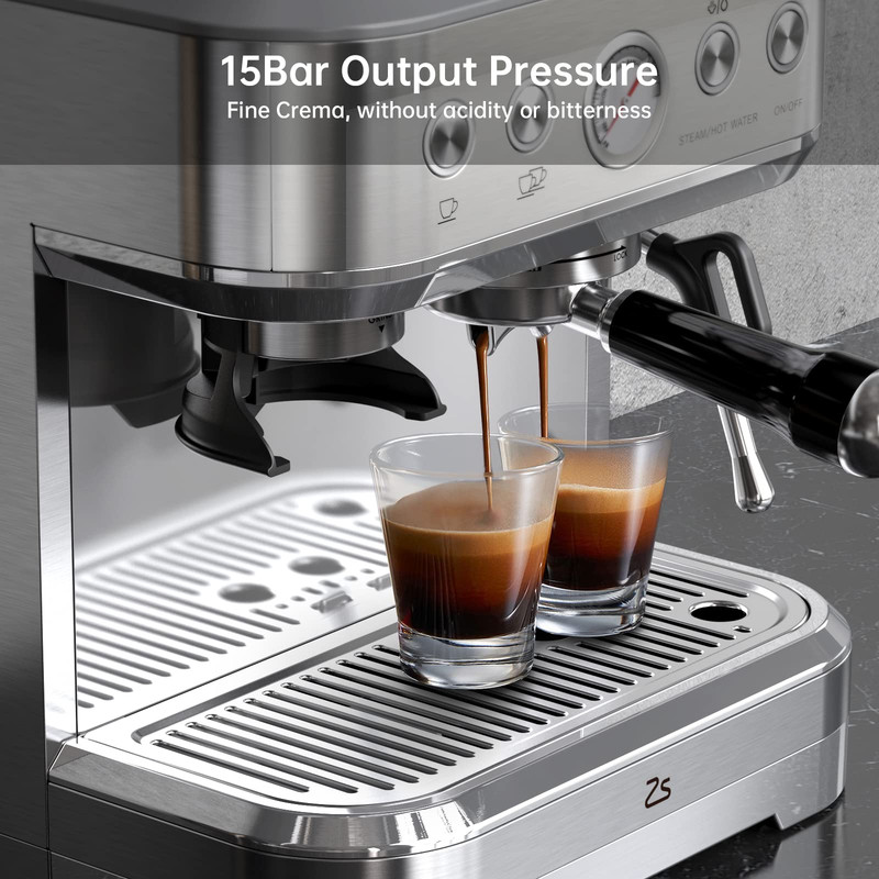 Towallmark Silver Plating Espresso Machine, Stainless Steel Bean To Cup Coffee Maker, Built In Milk Frother, Professional Grade Coffee Machine For Home Cafe