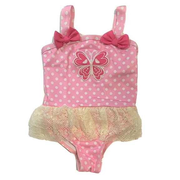 PENELOPE MACK GIRLS SWIMSUIT - BUTTERFLY PINK SZ 24 MONTHS - ONE PIECE UPF 50 