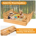 thumbnail image 4 of Gymax Kids Large Wooden Sandbox Outdoor Cedar Sandpit with 2 Bench Seats, 4 of 10