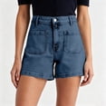 thumbnail image 2 of DHFJKG Womens Jeans Shorts Summer Mid Rise Stretch Flat Front Denim Shorts With Front Pockets Casual Stylish Bottoms, 2 of 6